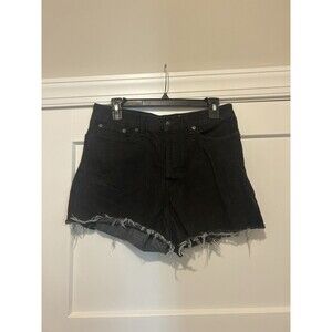 Rag & Bone Shorts Women’s 29 Black Denim Distressed Maya High Rise 3.5” Inseam